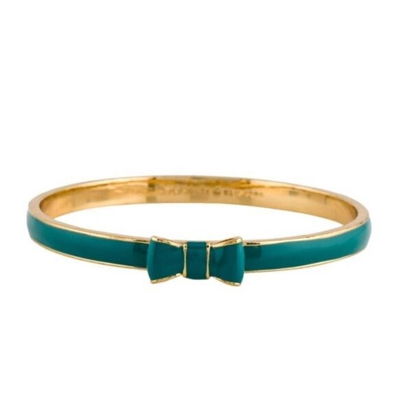 Kate Spade Green and Goldtone bow bangle (PF) - Picture 1 of 5